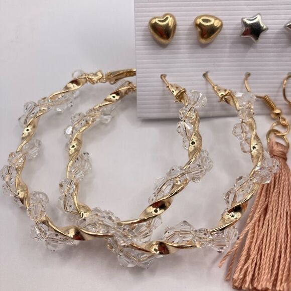 6 pairs of stud dangle hoop earrings - Picture 2 of 5